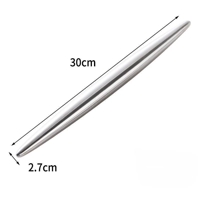 1Pc Stainless Steel Rolling Pin Kitchen Utensils Dough Roller Bake Pizza Noodles Cookie Dumplings Making Non-stick Baking Tool