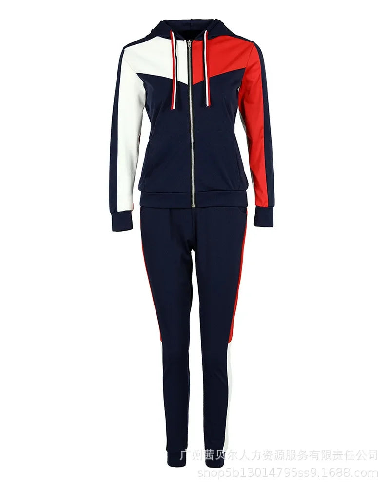 Women Two Piece Set Tracksuit Pant Sets Hooded Zipper Sport Sweatshirts Y2k Pencil Pants Jogger Suits Autumn Spring Streetwear