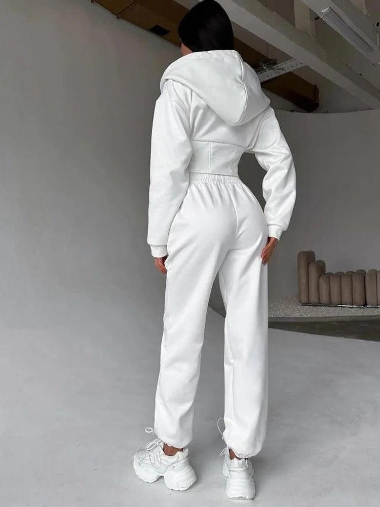 Hoodies Two Piece Sets Women Pant Set Tracksuit Sport Jogger Y2k Sweatshirts Autumn Elastic Waist Streetwear Pants Matching Sets
