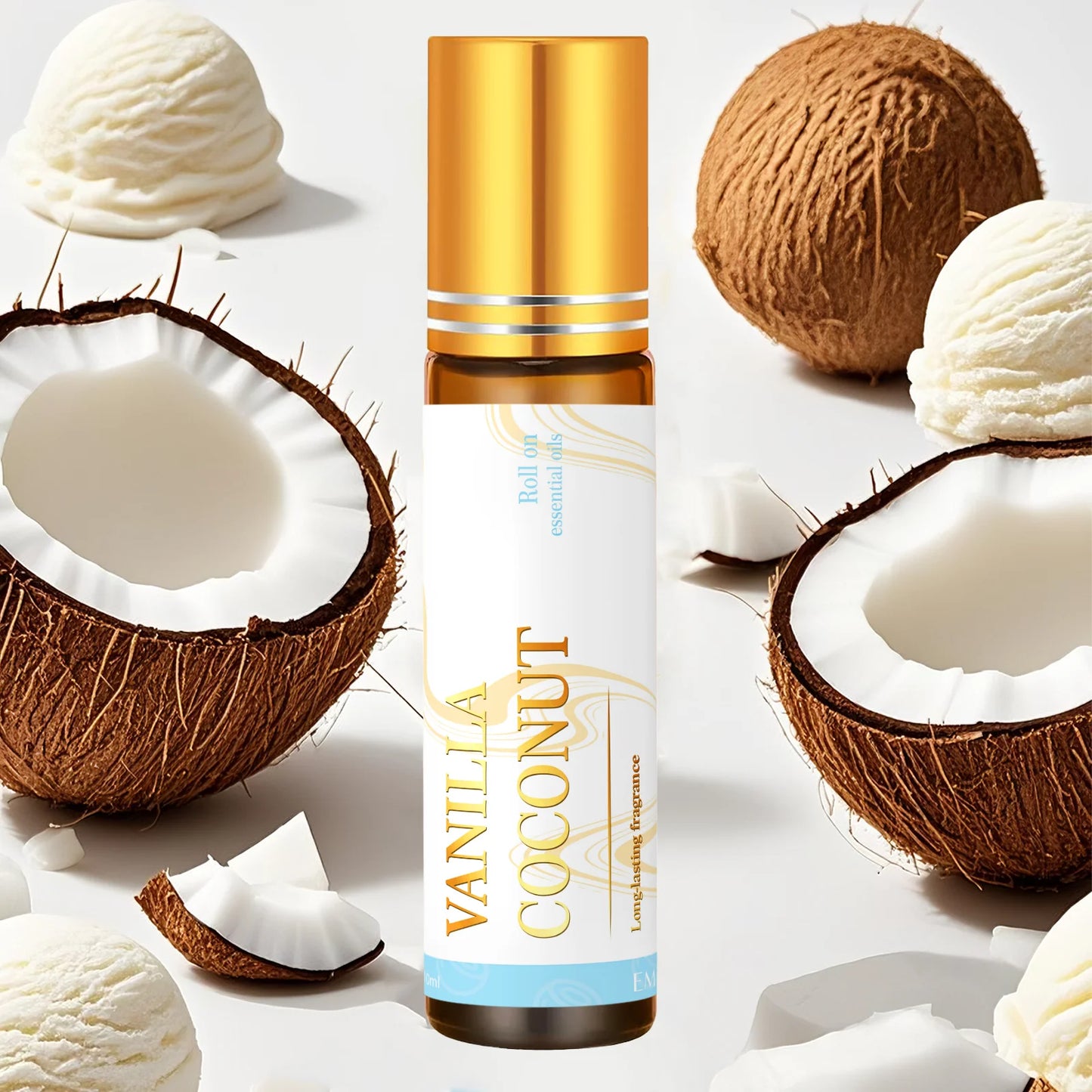10ml Vanilla Coconut Essential Oil Rollerball Perfume Natural Fragrance Skincare Nail care Body massage Mini Holiday gifts
