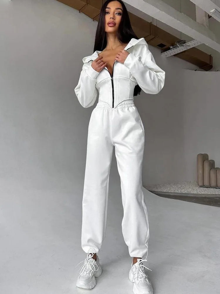 Hoodies Two Piece Sets Women Pant Set Tracksuit Sport Jogger Y2k Sweatshirts Autumn Elastic Waist Streetwear Pants Matching Sets