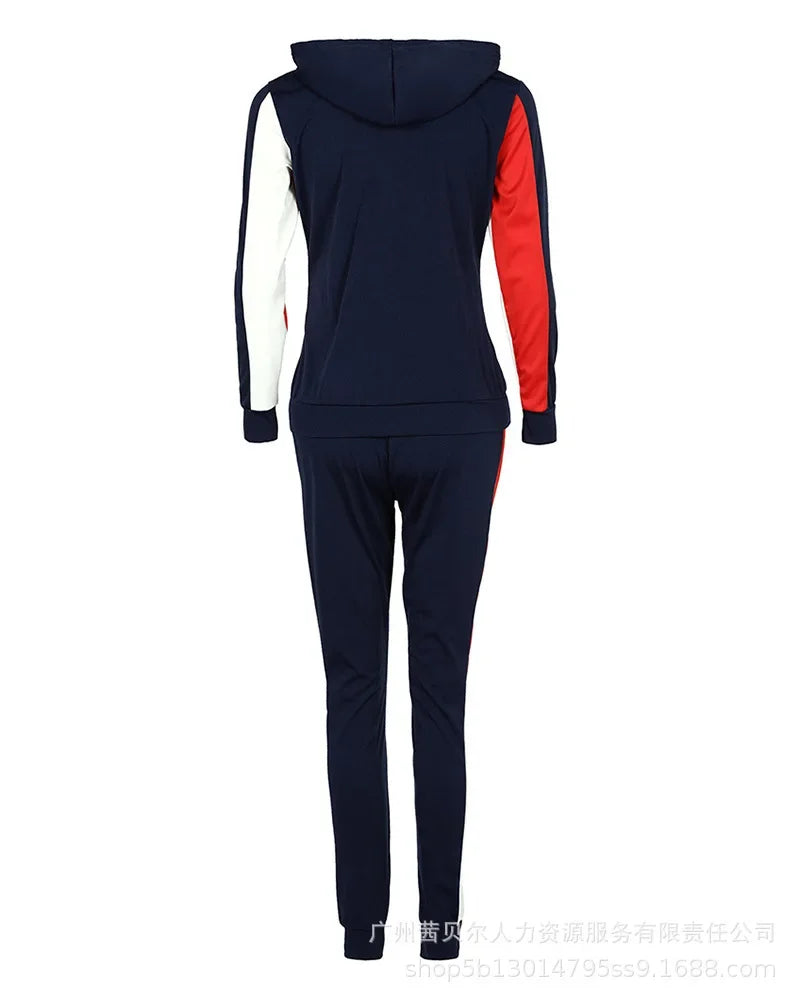 Women Two Piece Set Tracksuit Pant Sets Hooded Zipper Sport Sweatshirts Y2k Pencil Pants Jogger Suits Autumn Spring Streetwear