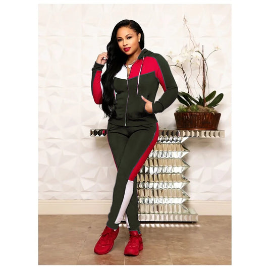 Women Two Piece Set Tracksuit Pant Sets Hooded Zipper Sport Sweatshirts Y2k Pencil Pants Jogger Suits Autumn Spring Streetwear