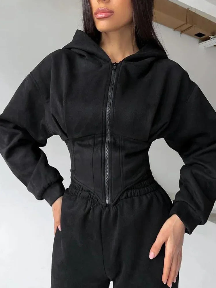 Hoodies Two Piece Sets Women Pant Set Tracksuit Sport Jogger Y2k Sweatshirts Autumn Elastic Waist Streetwear Pants Matching Sets